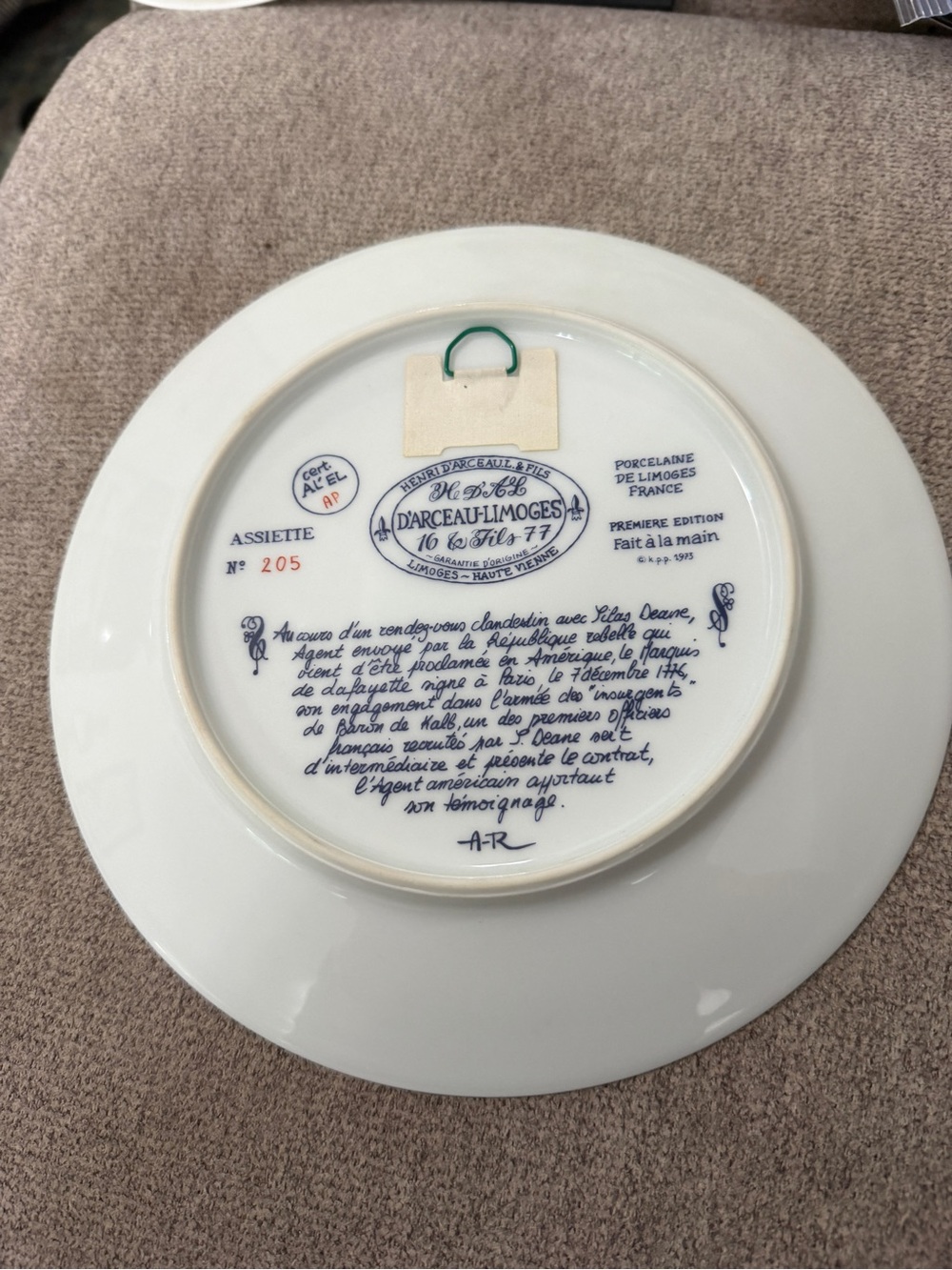 Five BiCentennial Limoges Plates of Le Marquis de LaFayette for - Picture 2 of 10